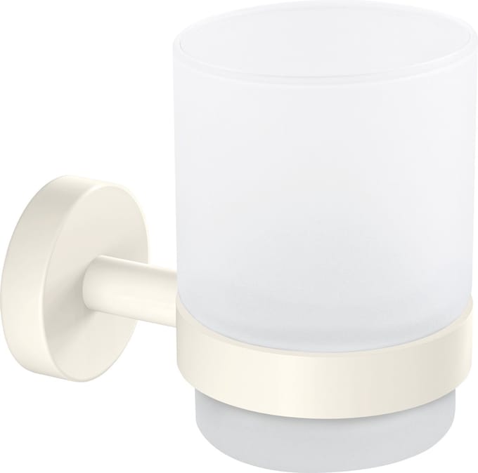 tesa tandenborstelhouder Moon White satijnglas beker mat wit zonder boren – 96x70x109mm