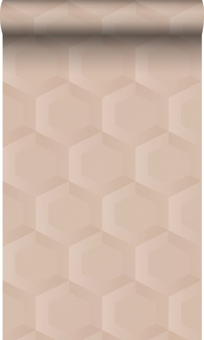 Origin Wallcoverings behang 3d hexagon motief licht roze - 53 cm x 10.05 m - 348020