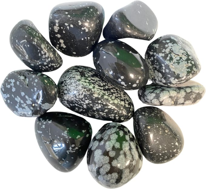 Obsidiaan sneeuwvlok trommelstenen 250 gr. (mt3)