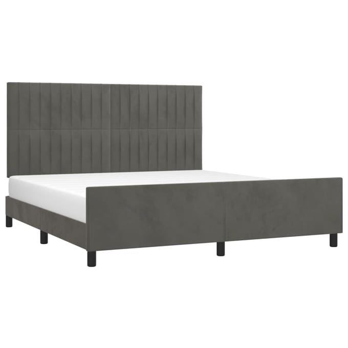 vidaXL - Bedframe - met - hoofdeinde - fluweel - donkergrijs - 180x200 - cm