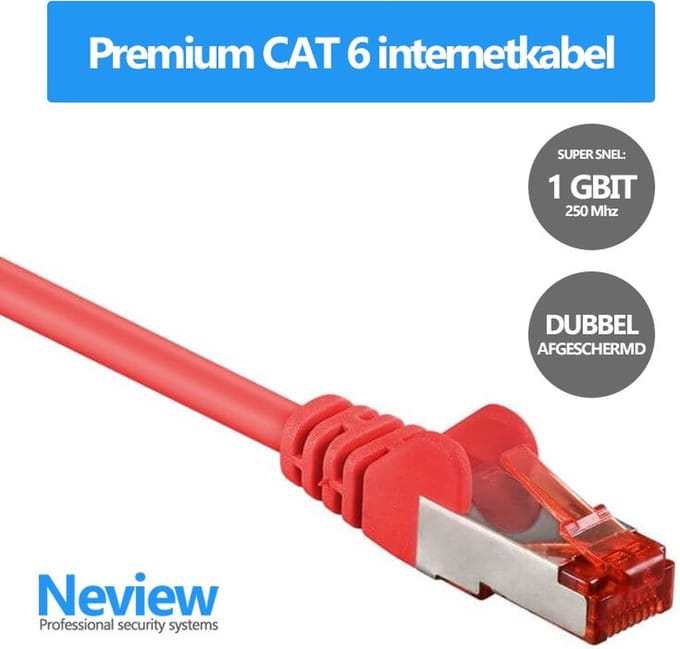 Neview - 2 meter premium S/FTP patchkabel - CAT 6 - Rood - Dubbele afscherming - (netwerkkabel/internetkabel)