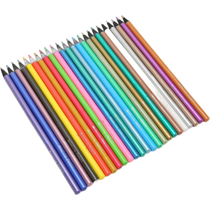 24 stuks Kleurpotloden 24 Kleur Metallic Houten Schacht Kleurpotloden voor Doodlen Handboek blue