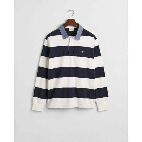 Gant Trui Chambray Stripe Heavy Rugger Twill Collar Eggshell / male