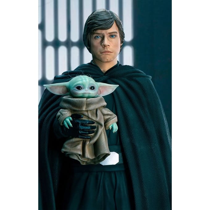 Iron Studios Star Wars The Mandalorian 1/4 Replica Legacy Statue-Luke Skywalker with R2-D2 & Grogu (Diversen) Gebruikt