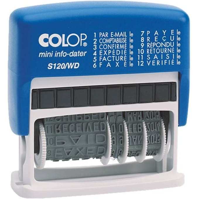 Woord-datumstempel Colop S120 mini-info dater 4mm frans