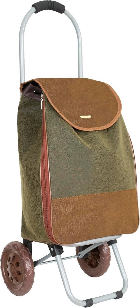 Boodschappentrolley - Winkelwagen - Dagelijkse boodschappen - Afneembare tas - 98 cm hoog - Groen