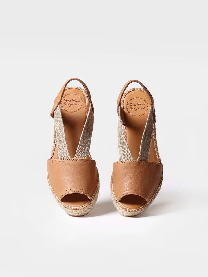 Leren espadrille met middelhoge sleehak en open achterkant | TEIDE-P