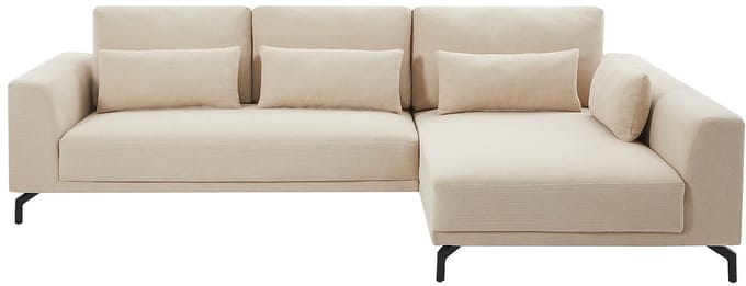 Vente-unique Rechterhoekbank in beige getextureerde stof - TILANIA