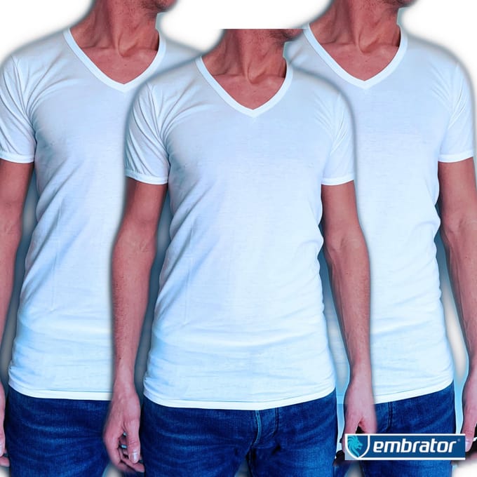 Embrator 3-pack heren T-shirt Invisible met V-hals wit maat M
