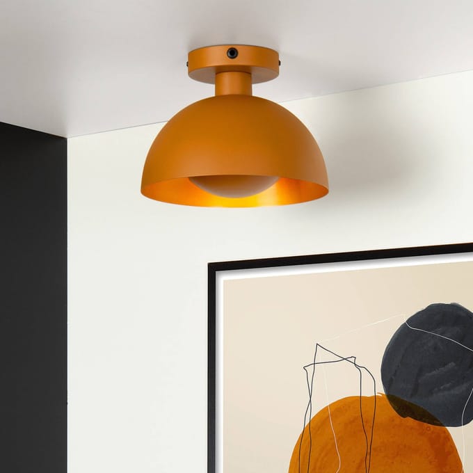 Lucide SIEMON - Plafonnière (Plafondlamp) - Ø 25 cm - 1xE27 - Okergeel