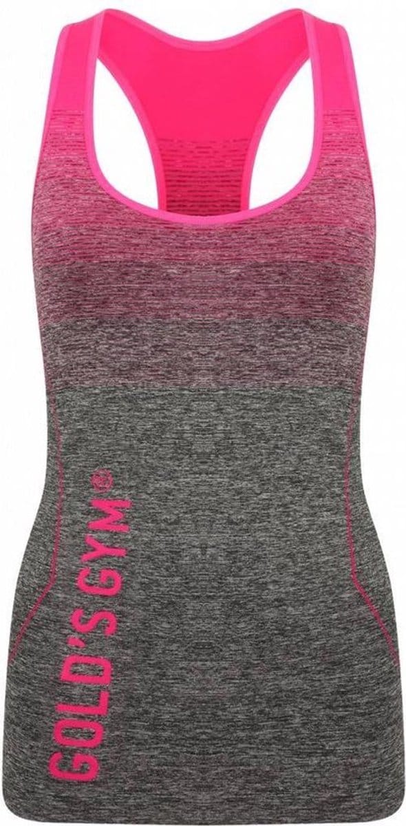 Gold's Gym Ladies Seamless Tank Top - Pink/Grey Marl - XS/S