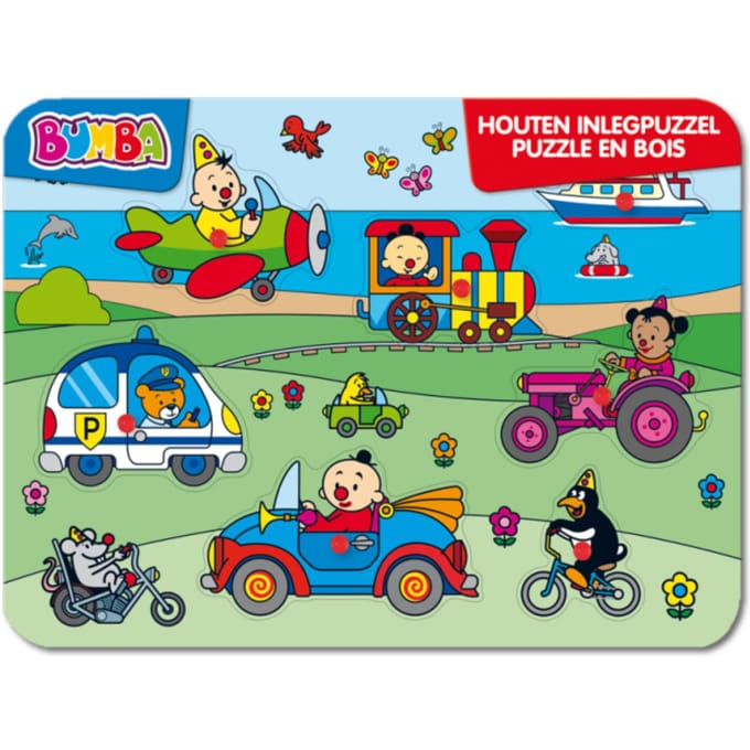 Studio 100 Bumba houten inlegpuzzel voertuigen Houten puzzels Houten speelgoed