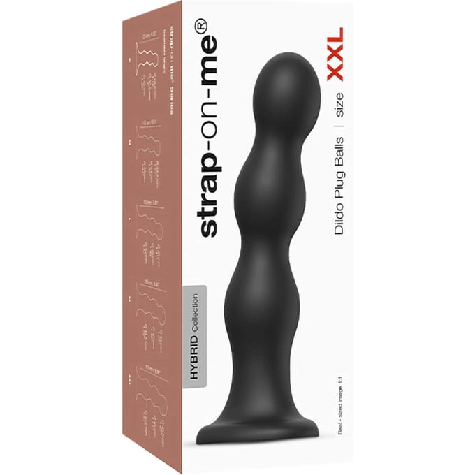 Strap-On-Me - Dildo Plug Balls - Zwart - Maat 2XL