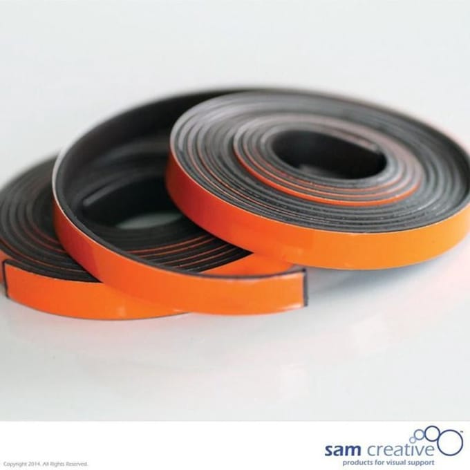 Sam Creative Magneetband 5mm - Whiteboard - Oranje - 2 rollen