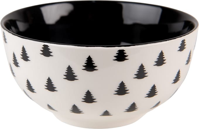 Clayre & Eef Soepkom 500 ml Beige Zwart Porselein Kerstboom