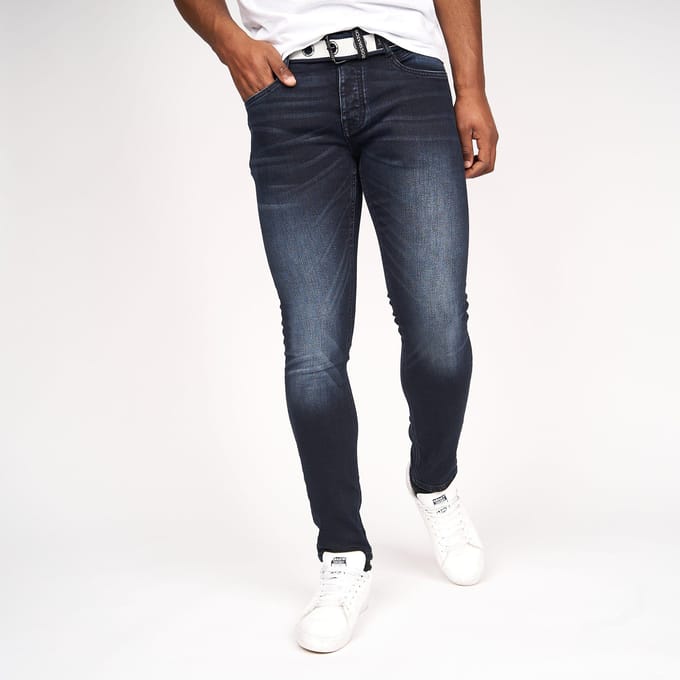 Crosshatch Heren Barbeck Slim Jeans (Blauw Zwart)