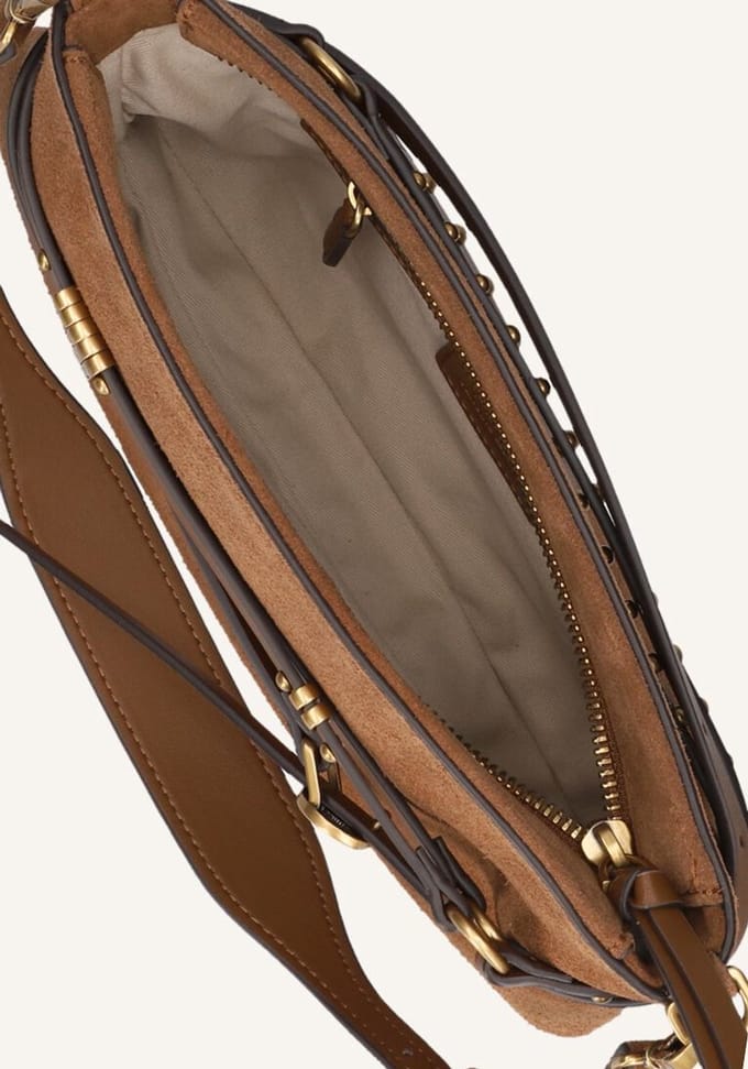 Pinko Belt Bag Mini Suede Schoudertassen Dames - Cognac - Maat ONESIZE