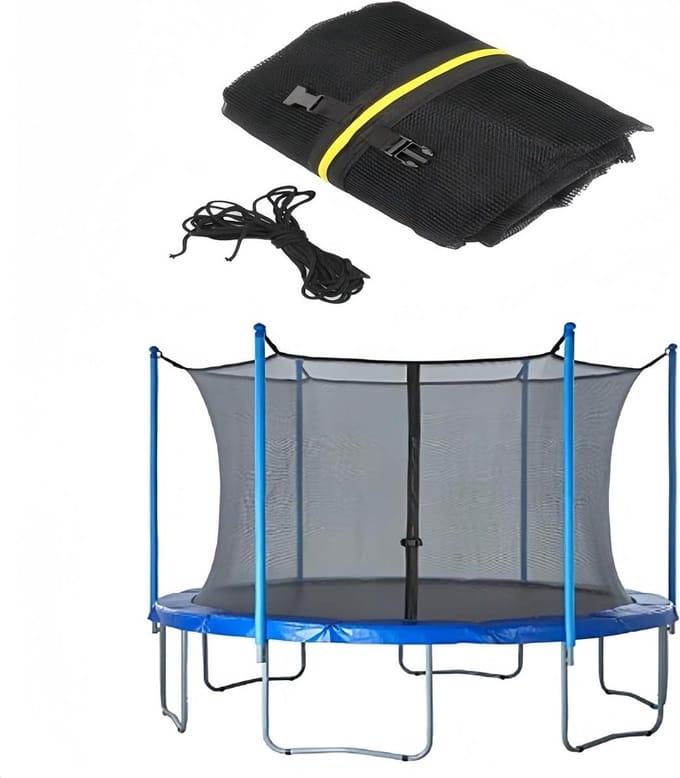 Trampoline Veiligheidsnet - Reserve net - Veilig Spelen - Dubbele Ritssluiting - 244-427 cm - Zwart