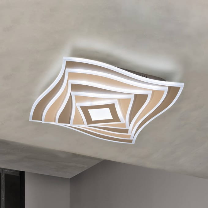 FISCHER & HONSEL LED plafondlamp HERO, greige, 50x50 cm afstandsbediening CCT dimbaar