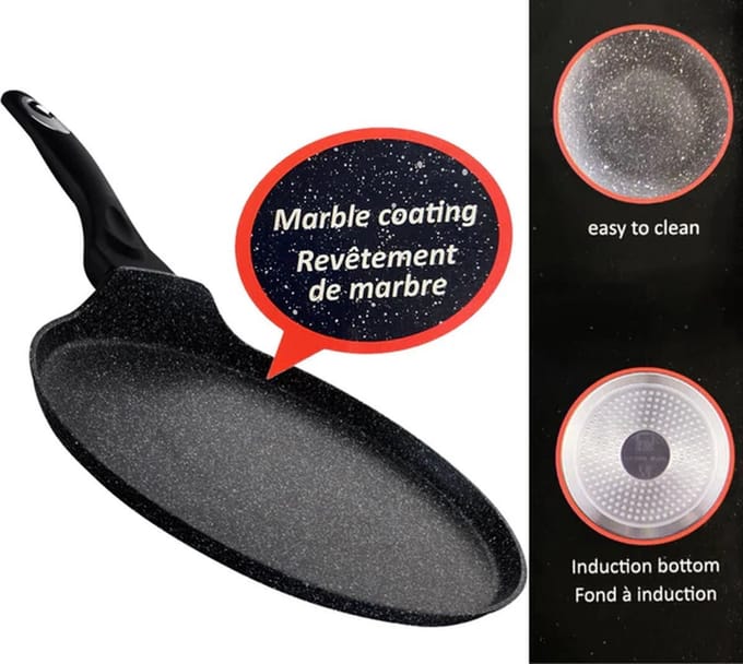 Cheffinger Crêpe- en Pannenkoekenpan - 32cm - Zwart - Inductie - Pizza Pan