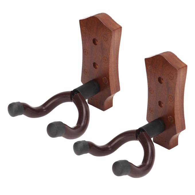 2 stuks Gitaar Muurhanger Elegant Zwart Walnoot Gitaar Muurbevestiging voor Mandoline Gitaar Banjo Ukulele black