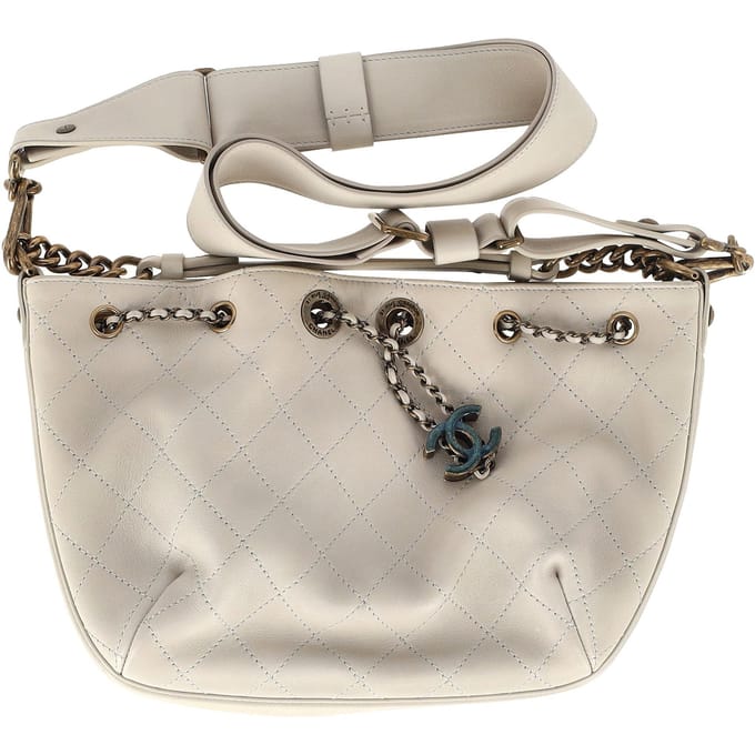 Chanel CC Paris-Rome Schoudertas in Witte Leer