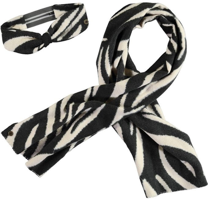 Like Flo winter sjaal + haarband meisjes - zwart/wit - Nila - geweven, zebra