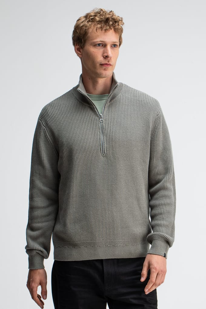 Butcher of Blue Galway Half Zip Granite Green Größe: S | Pullover Outlet | Herren | Grün