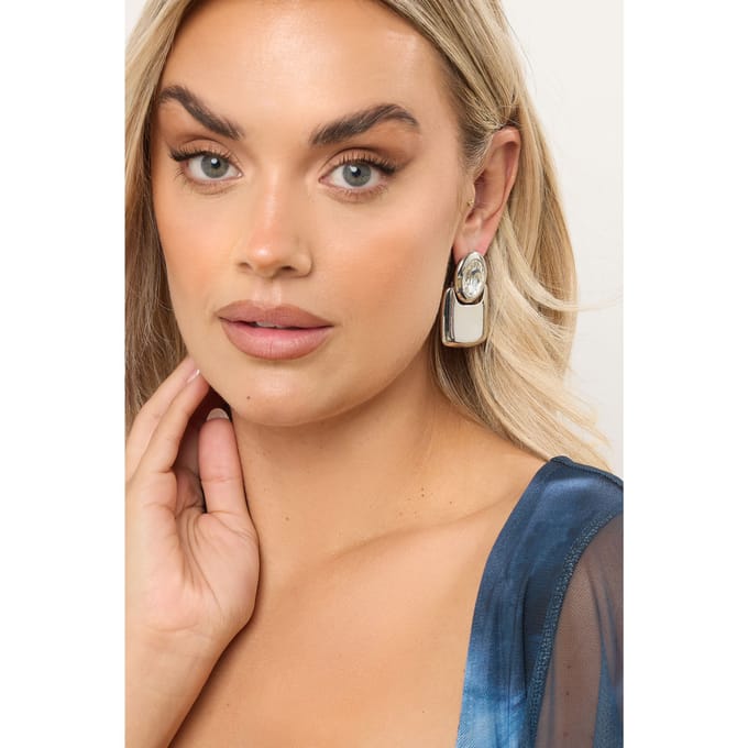 Yours Zilverkleurige Diamante Statement Hangoorbellensize One Size
