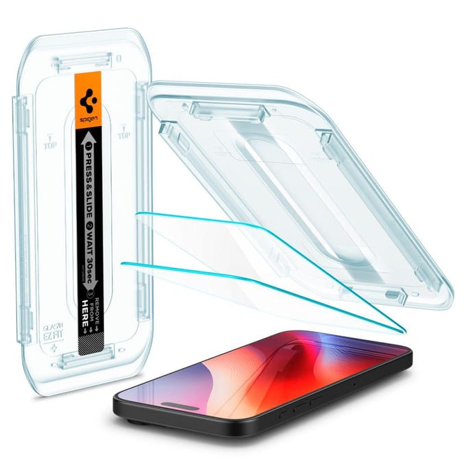 Spigen Screen Protector Geschikt voor Apple iPhone 17 Pro Max / 16 Pro Max - Glas.tR EZ Fit Pro - 9H+ Tempered Glass - Case Friendly - Gemakkelijke Installatie - 2-Pack