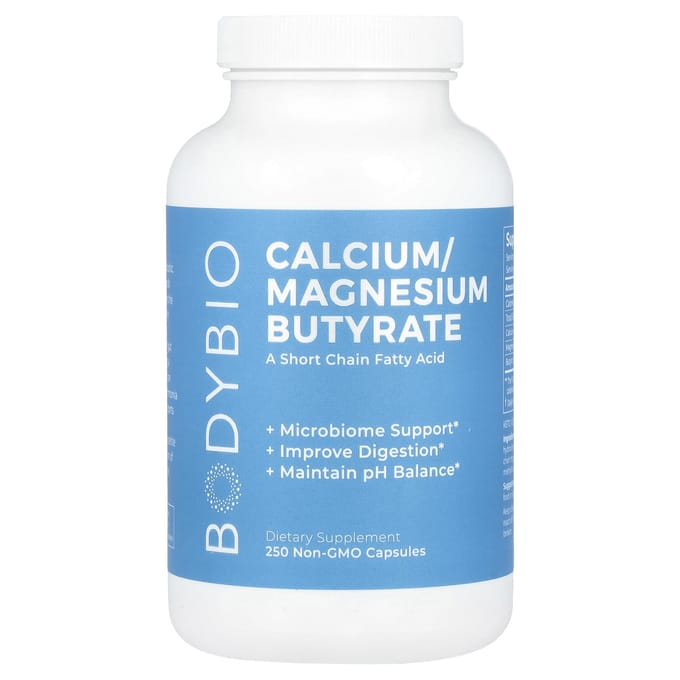 BodyBio, Calcium/Magnesium Butyraat, Niet-GGO Capsules, 250 Capsules