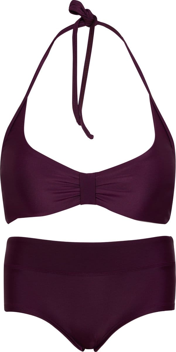 Bikini hipster broekje en haltertopje Aubergine 152-158
