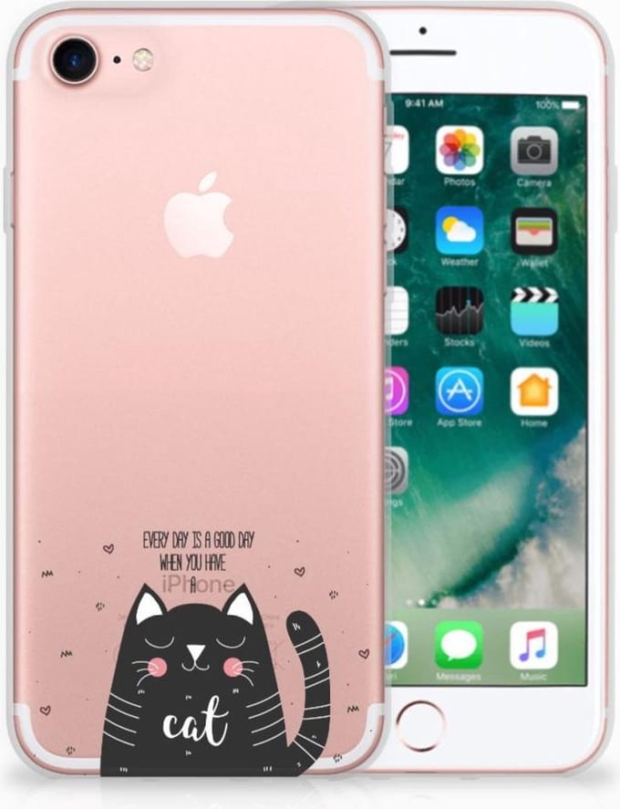 iPhone SE 2022 | SE 2020 | 8 | 7 Telefoonhoesje met Naam Cat Good Day