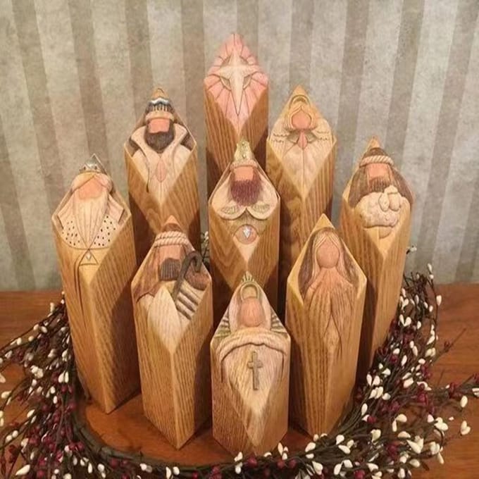Hemel Kerststal Boom Pilaar Beeld Hars Ambacht Beelden Desktop Ornament Huis Kantoor Restaurant beige