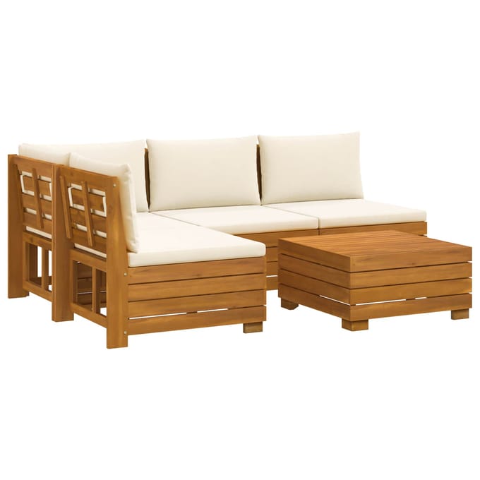 vidaXL - Buiten - bank - set - 5 - st - 4-zits - Massief - Acacia - Hout - Bruin