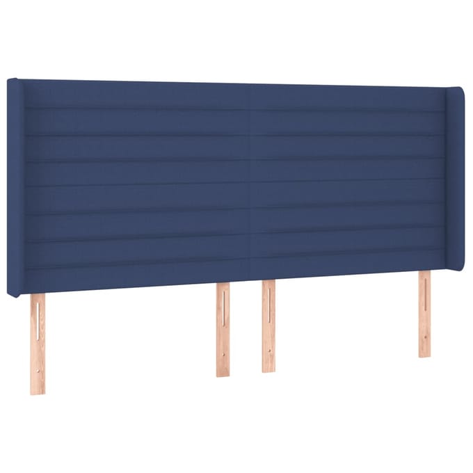 vidaXL - Hoofdbord - LED - 203x16x118/128 - cm - stof - blauw