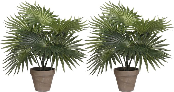 Mica Decorations Palm kunstplant/struik - 2x - groen - H30 x D35 cm - top kwaliteit