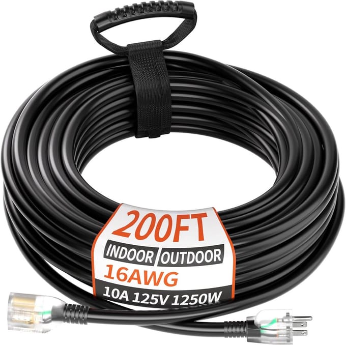 Verlengsnoer 16/3 AWG 60 meter Zwaar Werken Buiten Waterdicht Vuurvast
