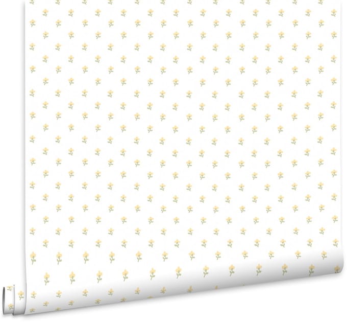 Laura Ashley Wood Violet Behang - Bloemen - 10mx52cm - Geel