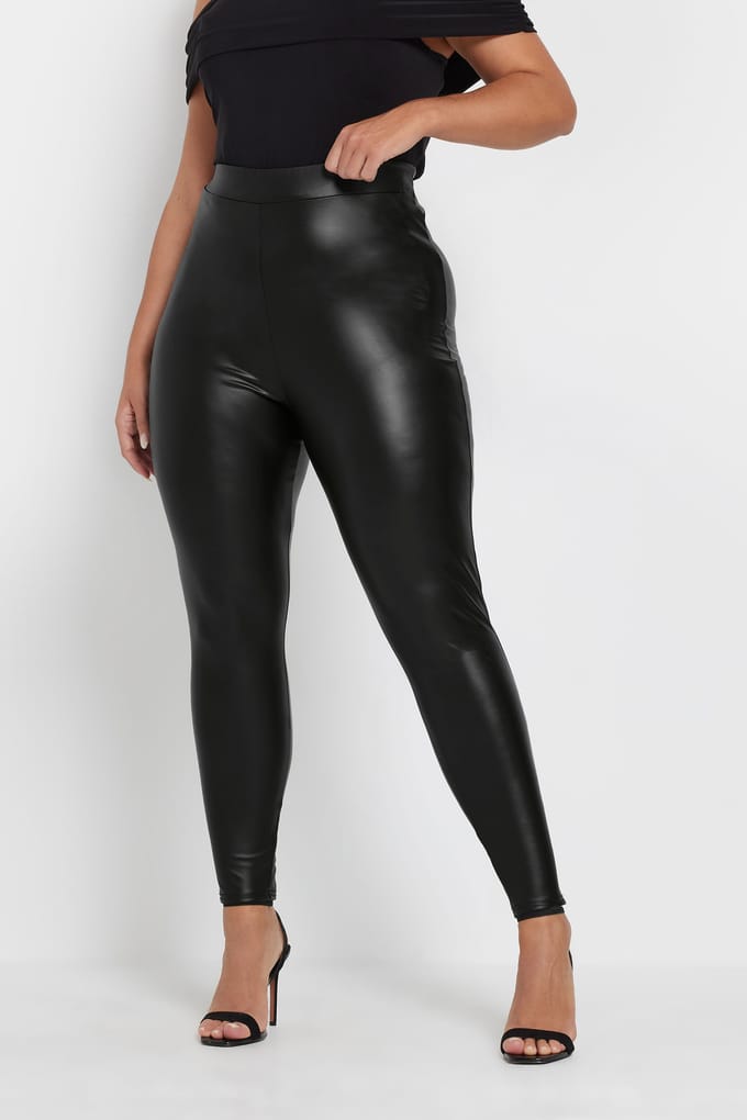 Yours Stretch Legging Met Coating In Zwart Size 46
