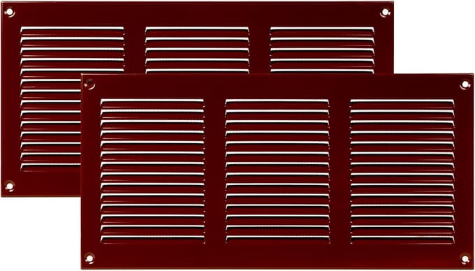 Ventilatierooster 30x15 cm Bruin Metaal met Insectenwering - Set van 2 Roosterhoezen