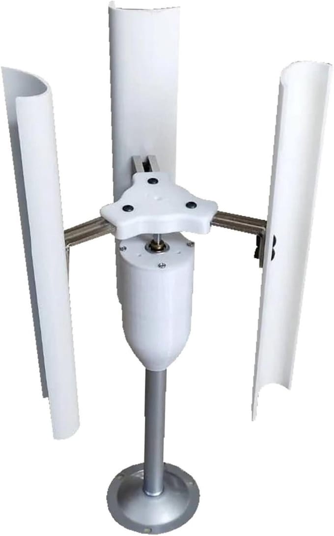 Verticale Windturbine - Energie Generator - Stroom Opwekken - 3 Bladen Ontwerp - 12 Volt - Zilver