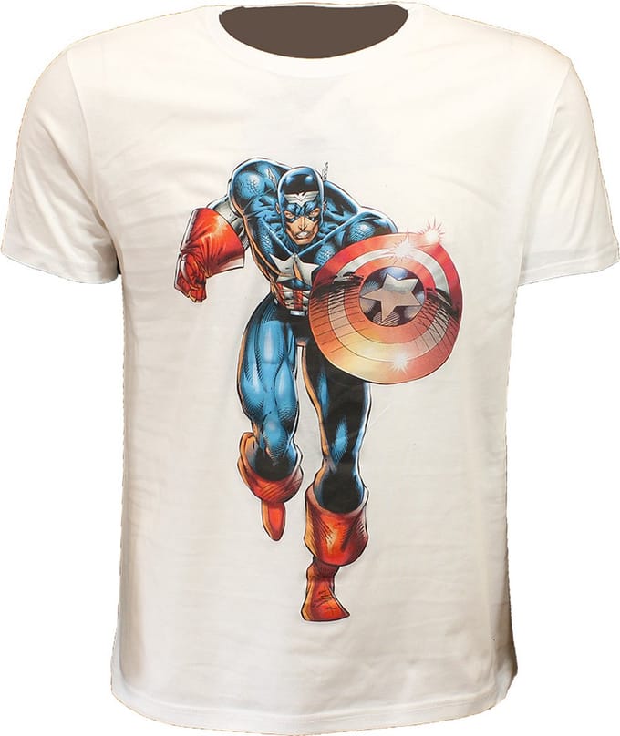 Marvel Comics Captain America Attacking T-Shirt - Officiële Merchandise - M