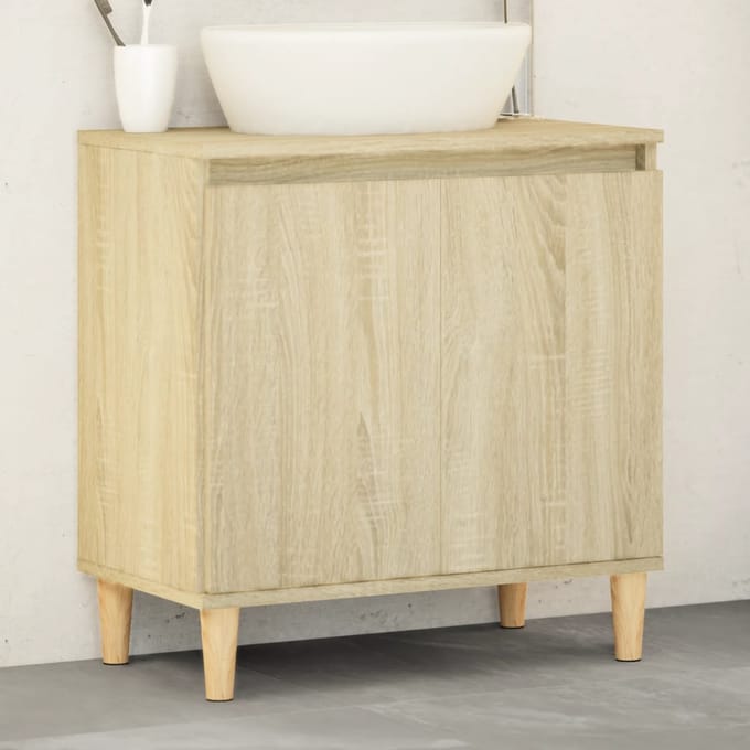 vidaXL - Wastafelkast - 58x33x60 - cm - bewerkt - hout - sonoma - eikenkleurig