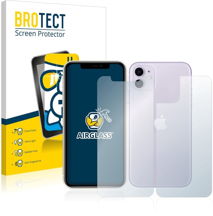 Screenprotector voor Apple iPhone 11 (Voor+Achter) Beschermglas transparant