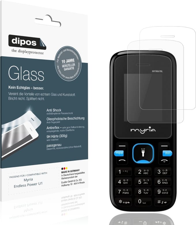 dipos – 2x Matte Pantserfolie geschikt voor Myria Endless Power U1 | 9H Screenprotector