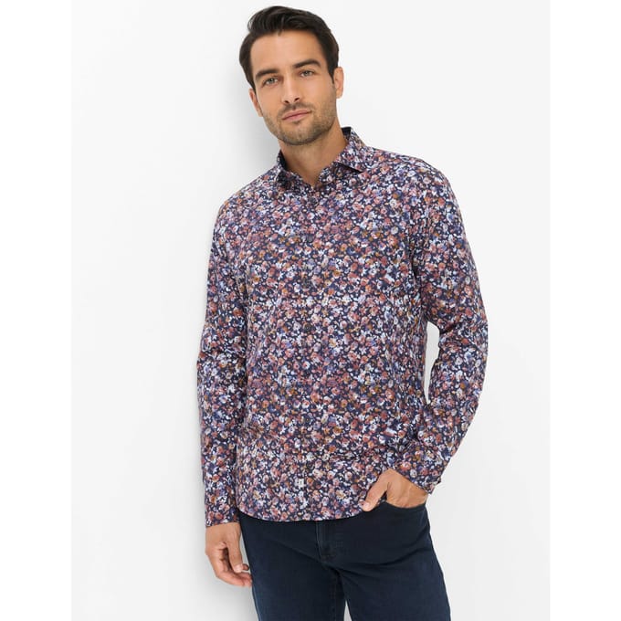 Brax Heren Overhemd  Style HAROLD navy, donkerblauw, maat M