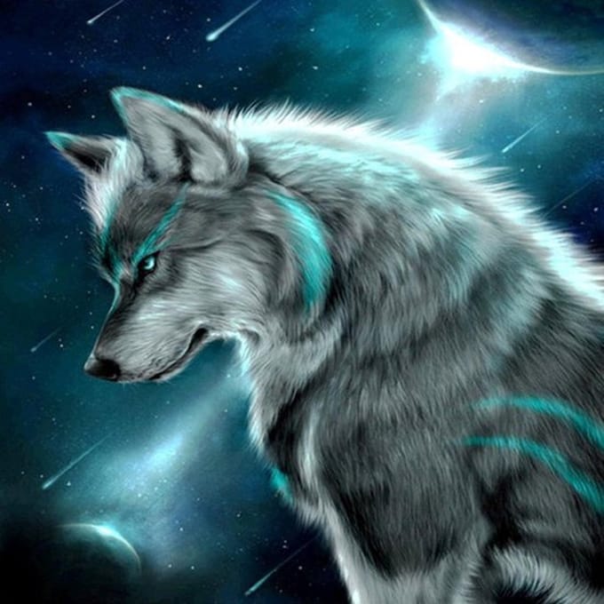 Diamond painting 40x40cm - wolf - ronde steentjes