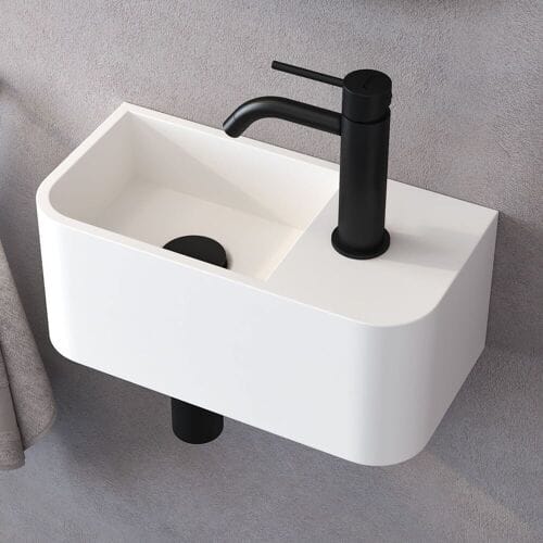 Kronenbach Stone hand wash basin 38 x 19 cm, basin left with tap hole KB137508BK