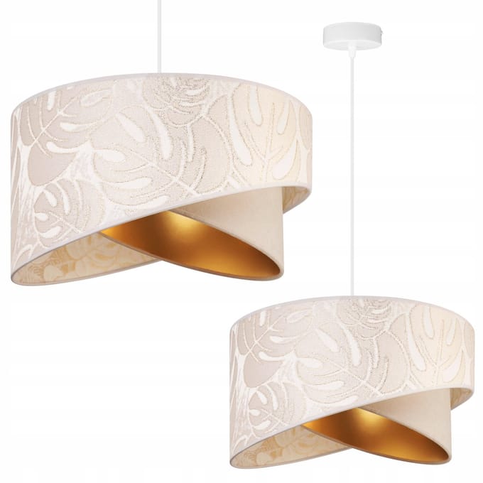Glamour Hanglamp met Stoffen Lampenkap - Wit/Crème - 45cm